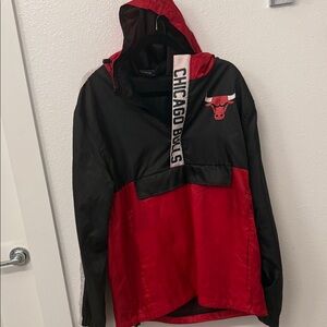 NBA Chicago Bulls Black and Red Windbreaker Jacket